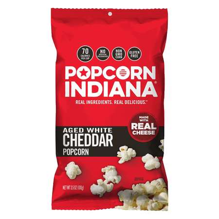 POPCORN INDIANA Snack Popcorn Aged White Cheddar 3.5 oz., PK6 8435710058